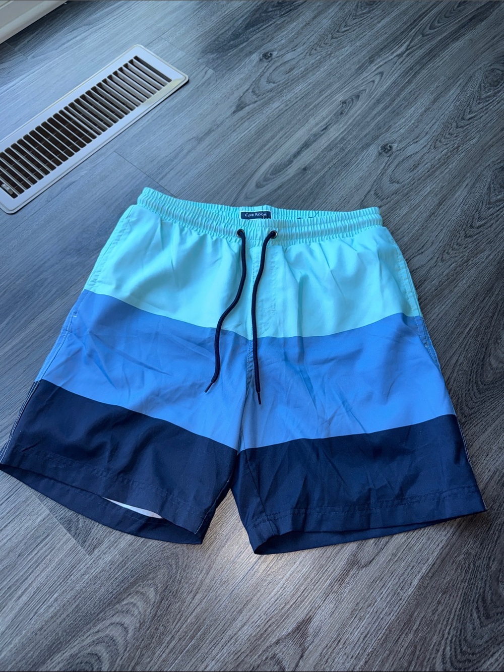 Club Room Men's Three-Tone Blue Colorblock Swim Trunks